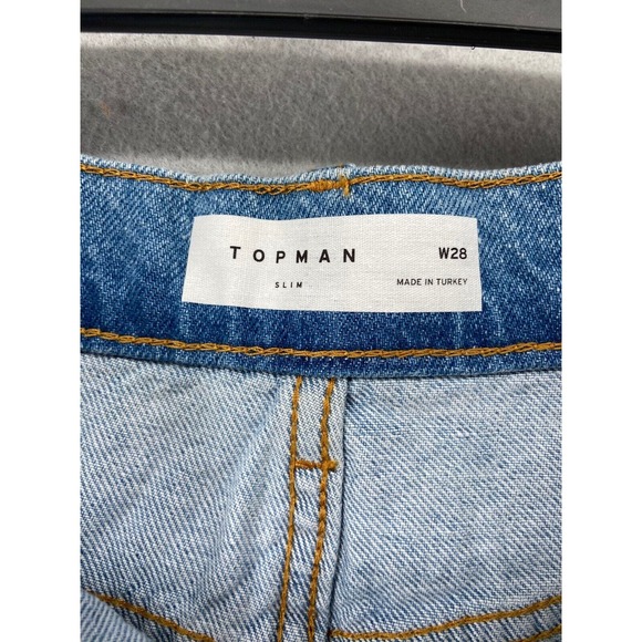 Topman Shorts Mens Sz 28 Slim Cut Off Denim Shorts Raw Hem Pockets Button Fly‎ - Picture 4 of 11